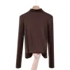A brown high-neck long-sleeved top is slimming and form-fitting. A solid-colored base layer is worn as an inner layer for autumn and winter Item Picture
